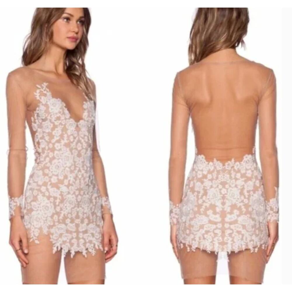 NWT For Love & Lemons Luau Mini Dress White Lace‎ Size Small